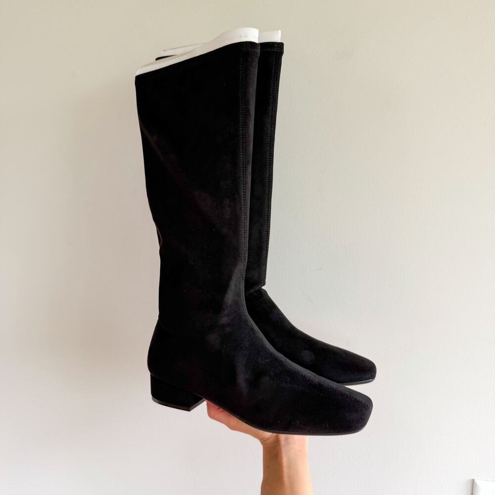 Aerosoles Nana Faux Suede Square Toe Knee High Boots Black 9M NEW - Picture 2 of 9